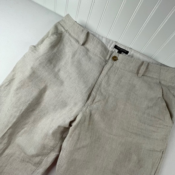 Banana Republic Mens 35x34 Linen Cotton Pinstripe Pants Beige Straight Leg - Picture 4 of 7